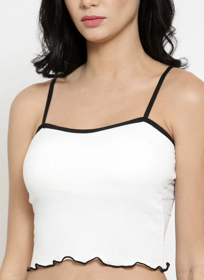 ليس اند مي  Laceandme White & Black Solid Non-Wired Lightly Padded Camisole Bra 4764
